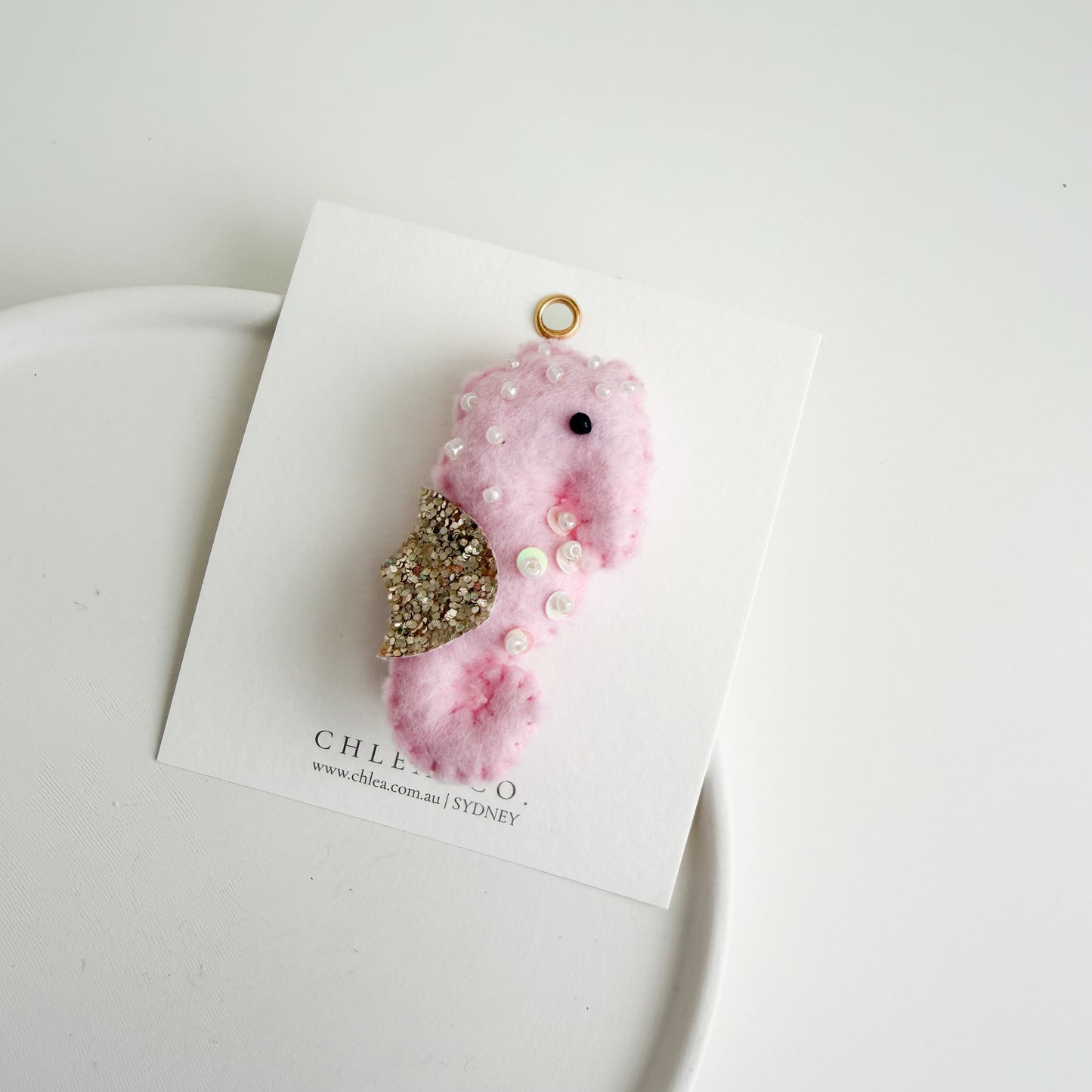 Seahorse Felt Clip | Pink