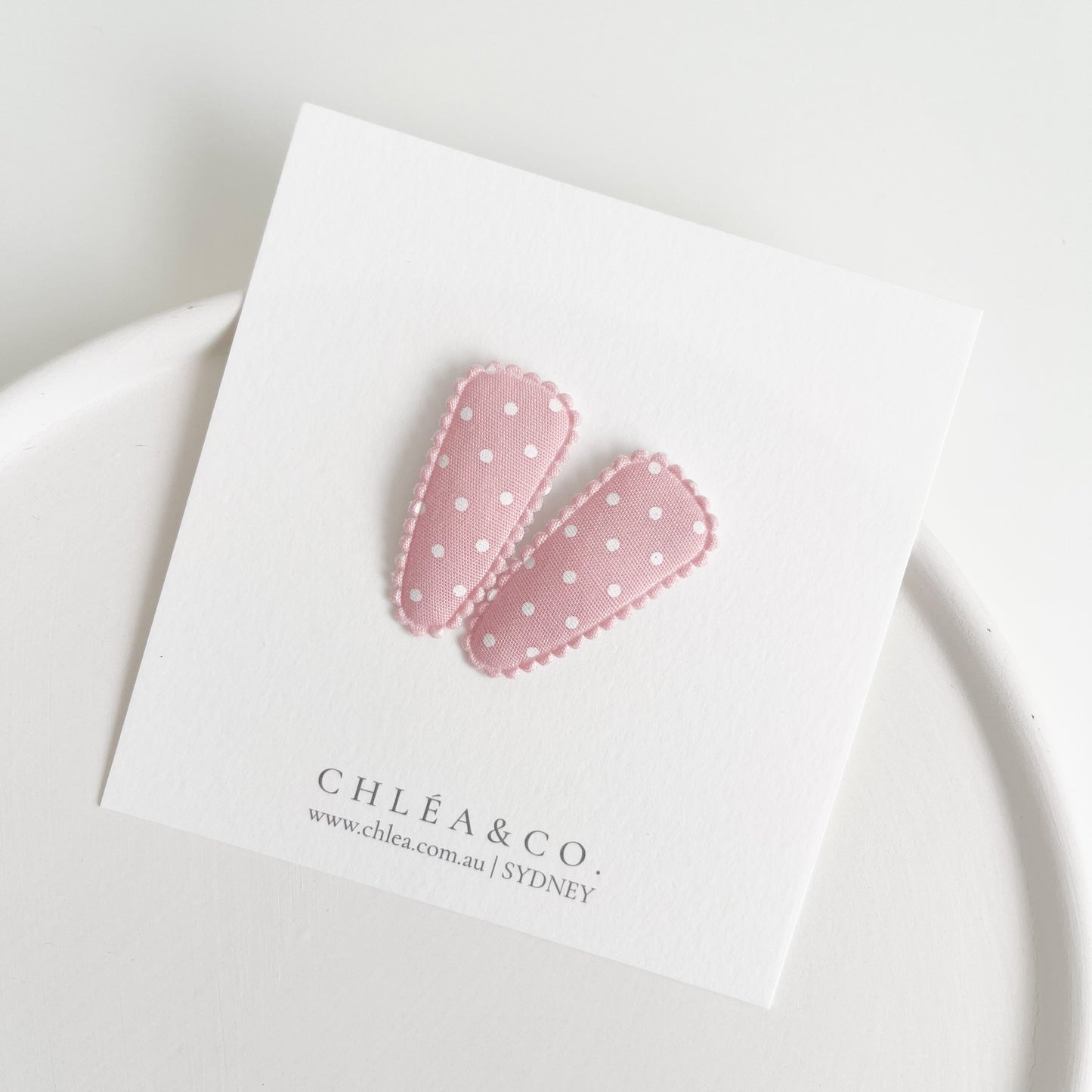 Petite Ava Pink Fabric Covered Snap Clip