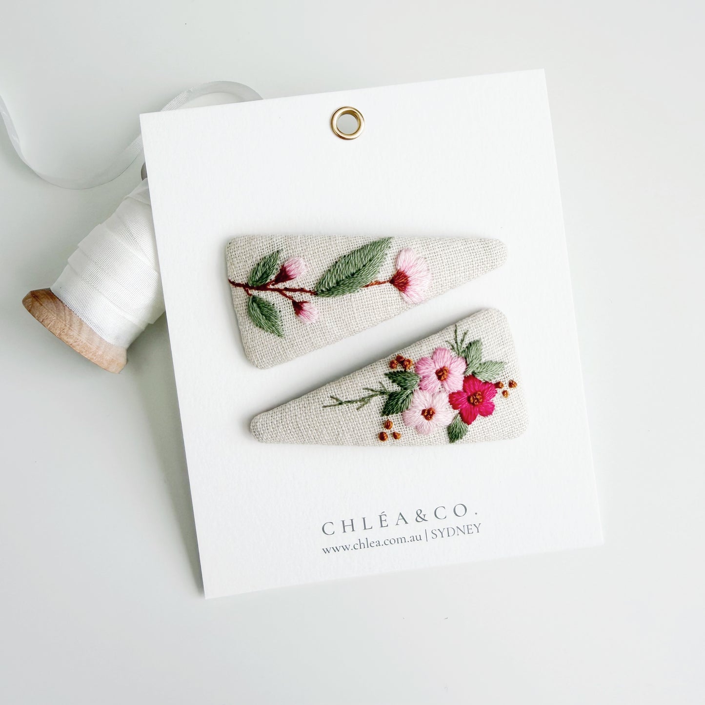 Agnes Bloom | Set of 2 Embroidered Floral Hair Clip