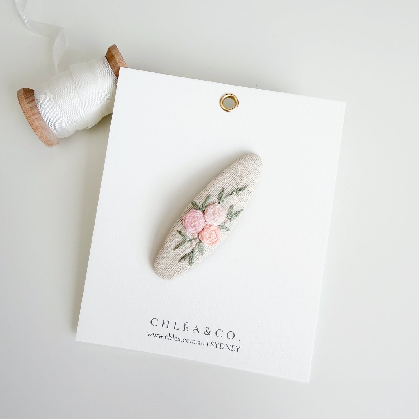 Rose Bouquet | Embroidered Oval Hair Clip