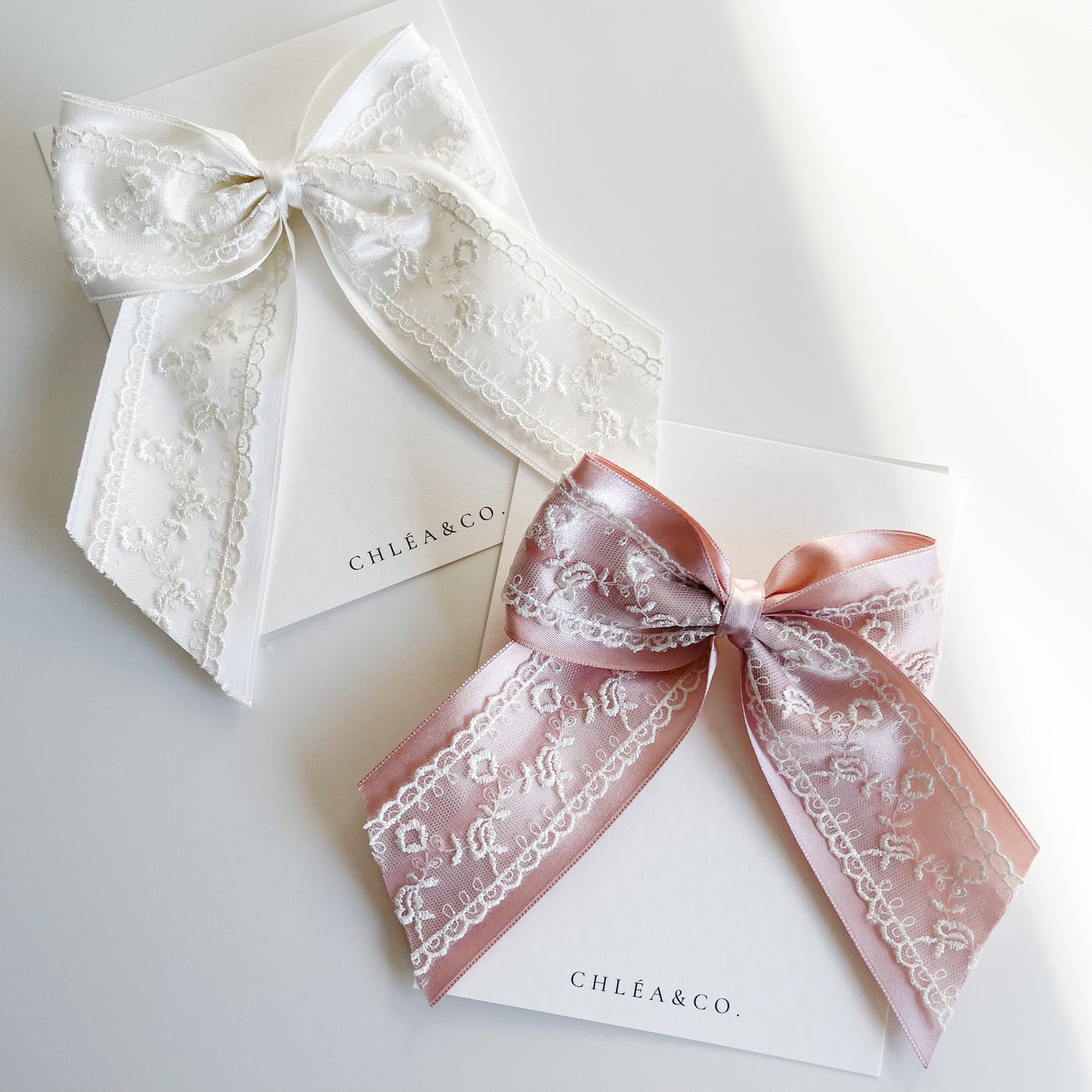 Elise Satin Lace Long Tail Bow