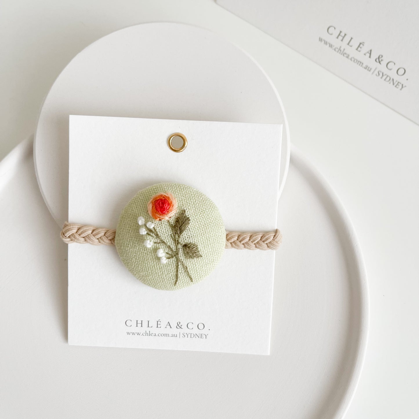 Embroidered Hair Ties | Rose Bud