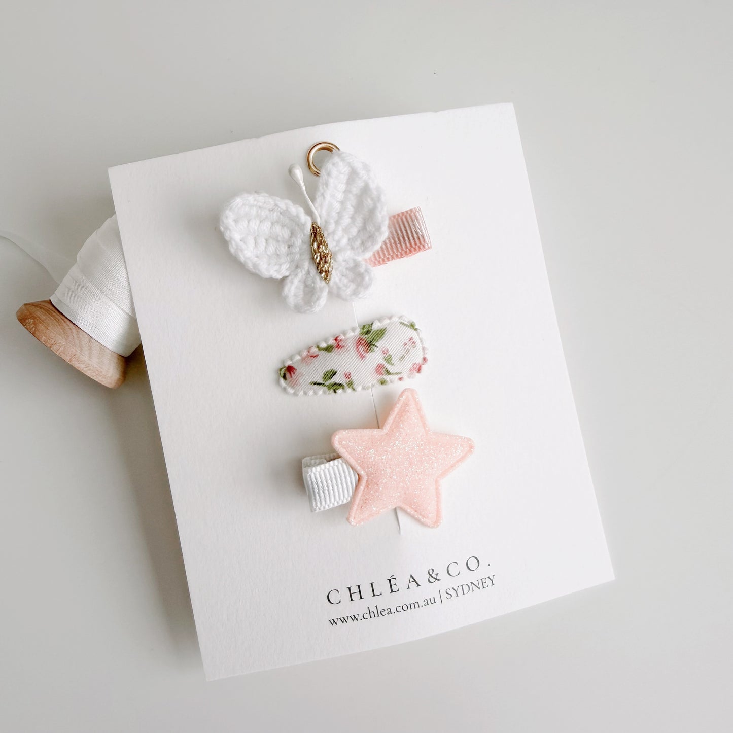 Whimsical Butterfly in Peach | 3pc Mixed Baby Hair Clips