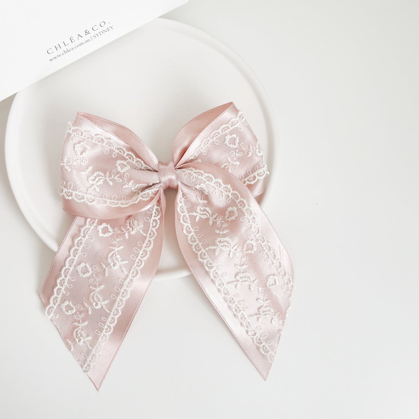 Elise Satin Lace Long Tail Bow
