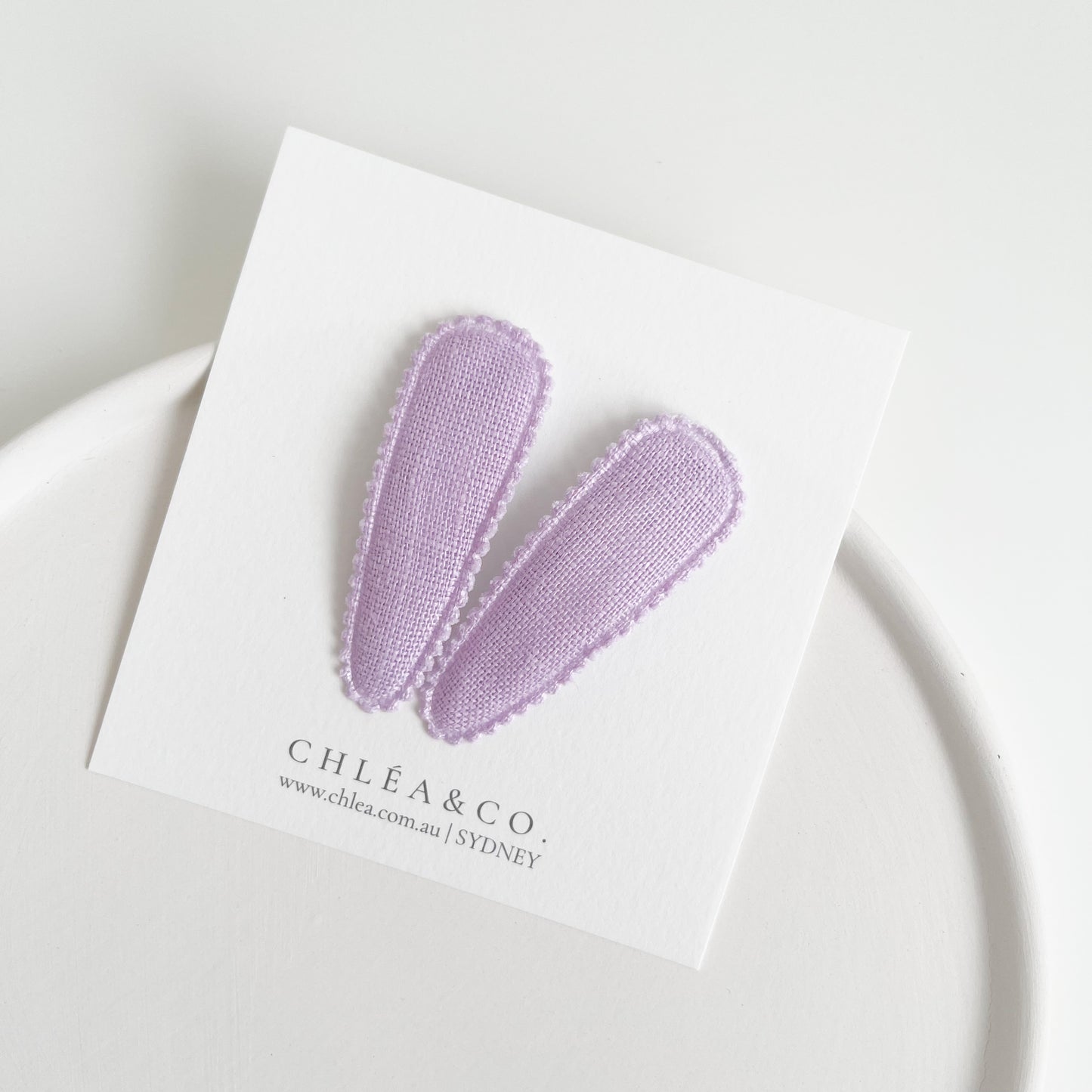 Lavender Linen Fabric Covered Snap Clip