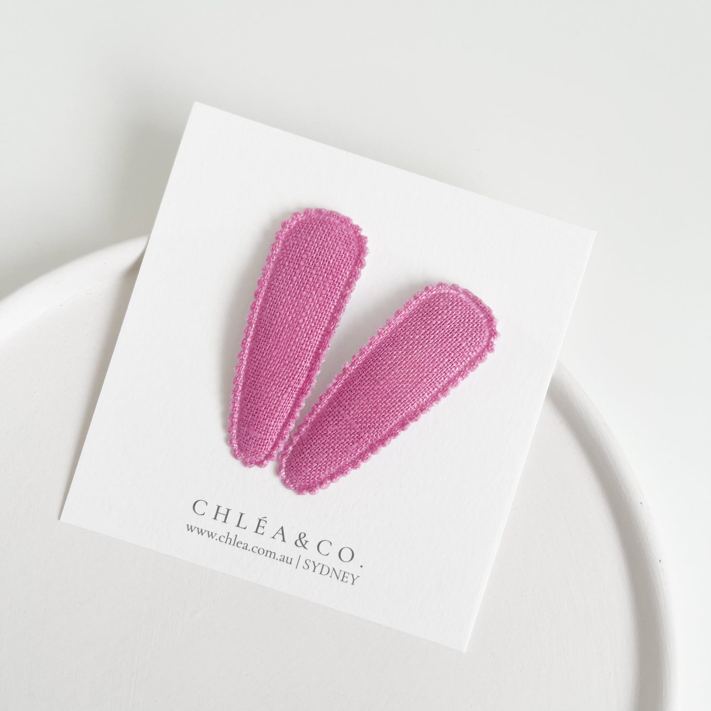 Peony Linen Fabric Covered Snap Clip