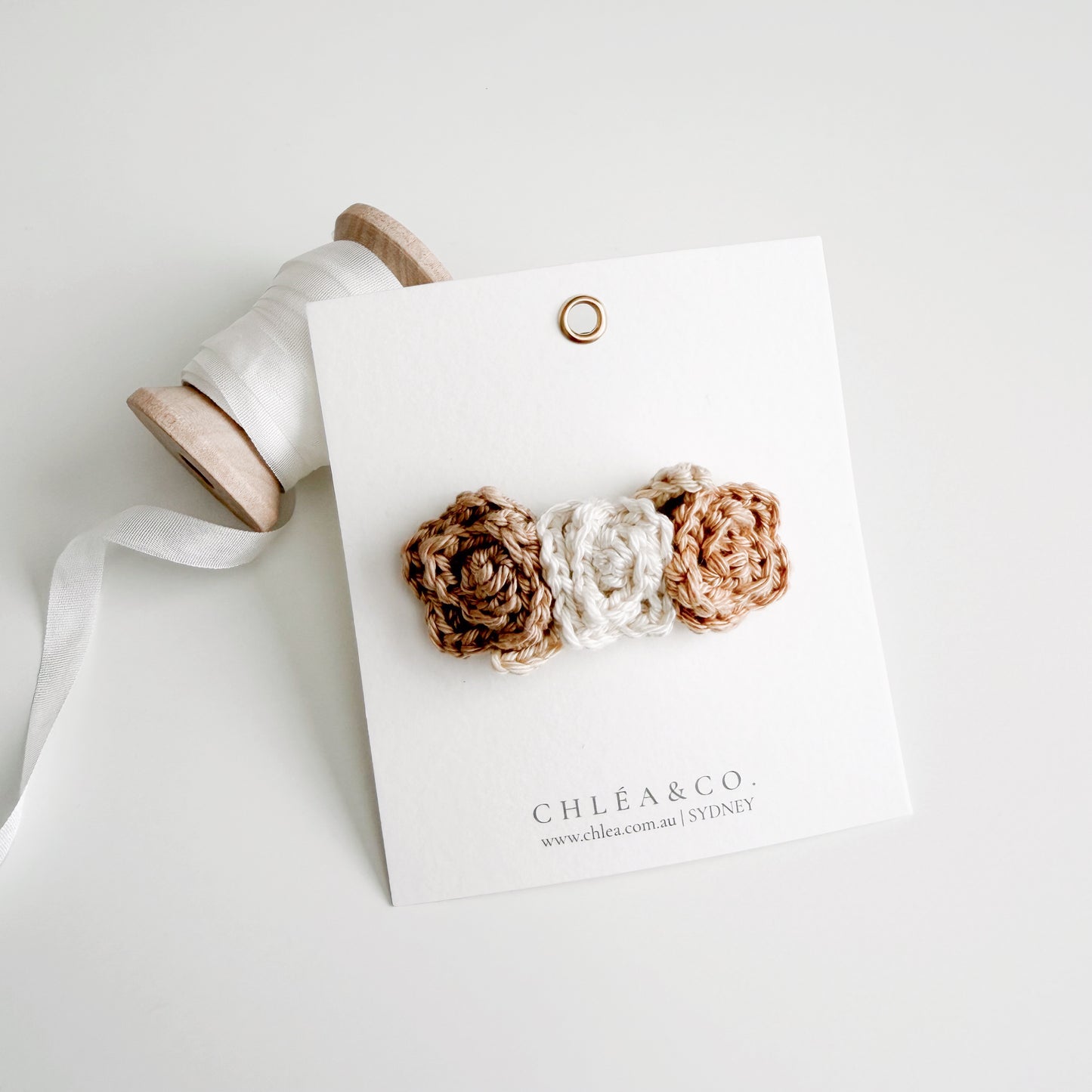 Darling Blossom Crochet Hair Clip | Café au Lait