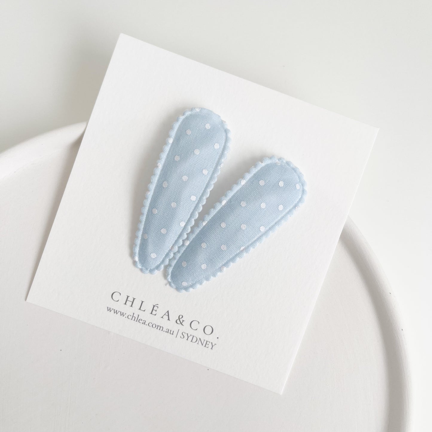 Ava Blue Fabric Covered Snap Clip