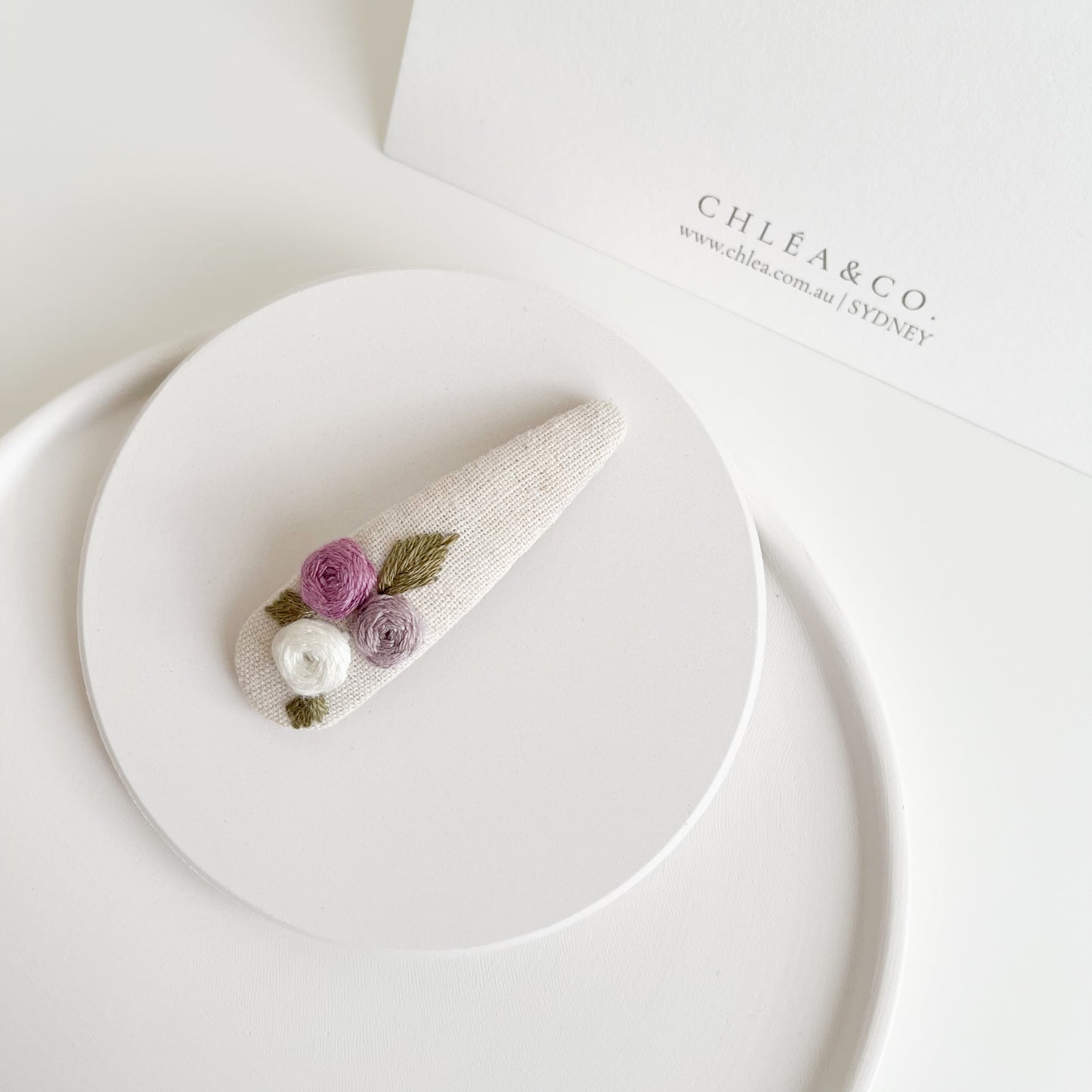Mauve Heirloom | Flower Embroidered Hair Clip