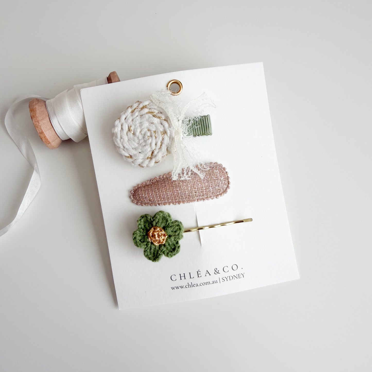 Blossom In Green | 3pc Mixed Hair Clips