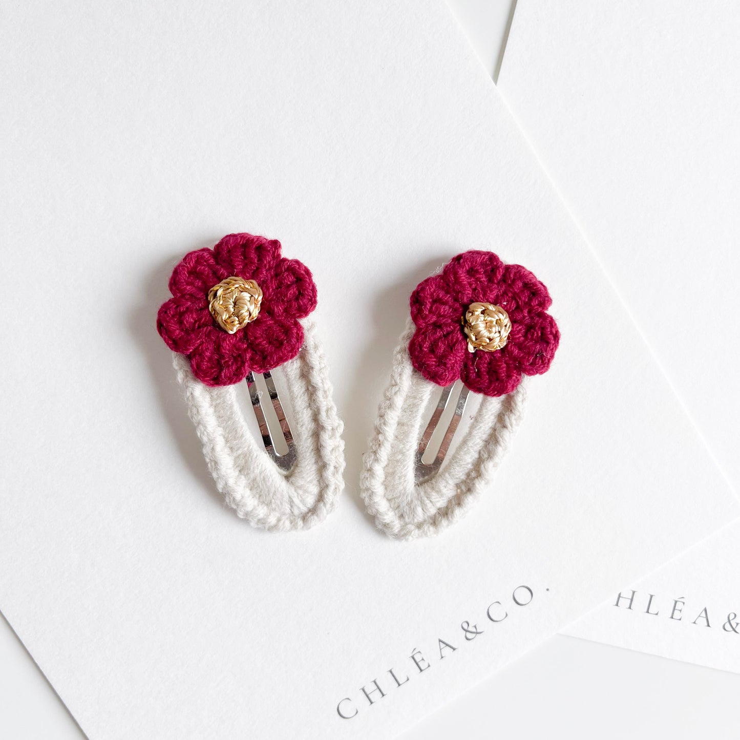 Set of 2 Vintage Cherry Blossom Crochet Clip