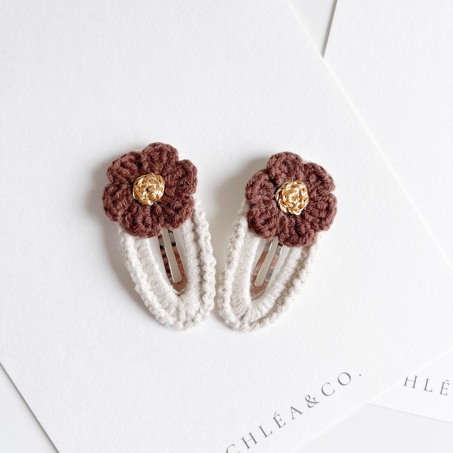 Set of 2 Vintage Cherry Blossom Crochet Clip