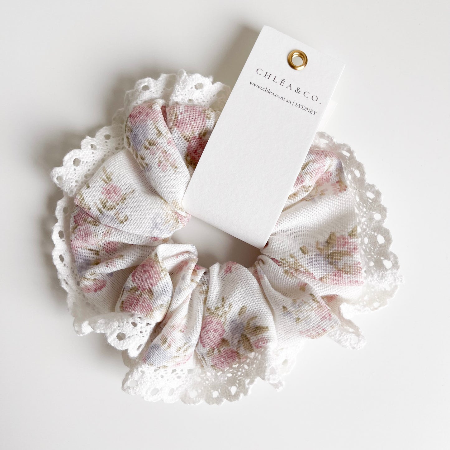 Pink Cottage Floral Scrunchies