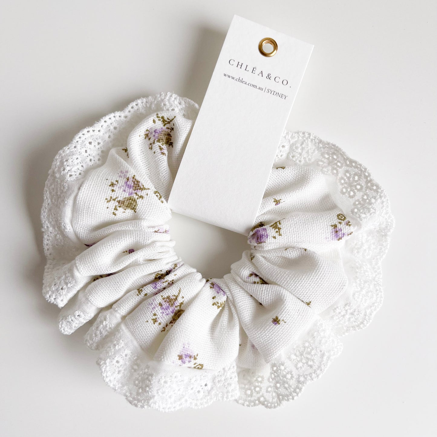 Purple Ditsy Floral Scrunchies