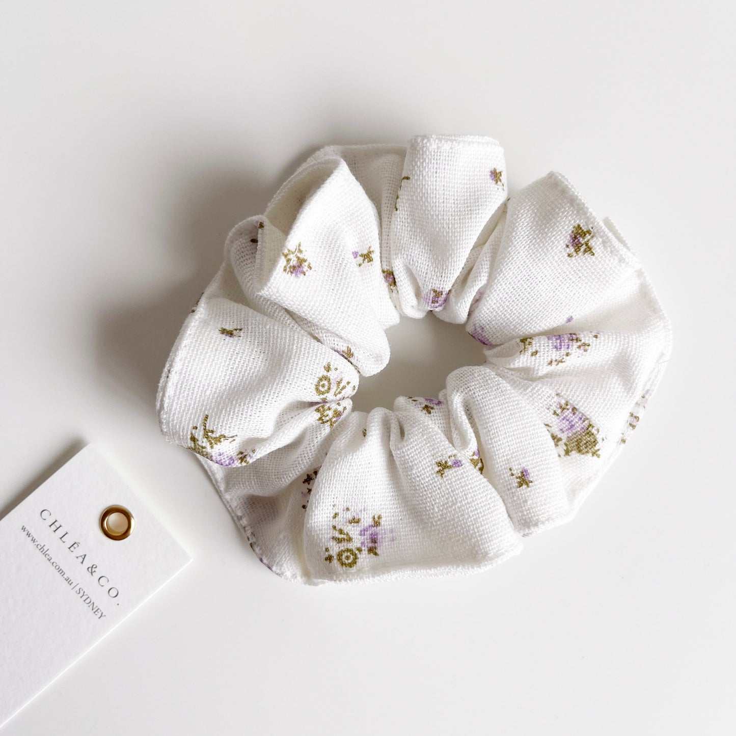 Purple Ditsy Floral Scrunchies