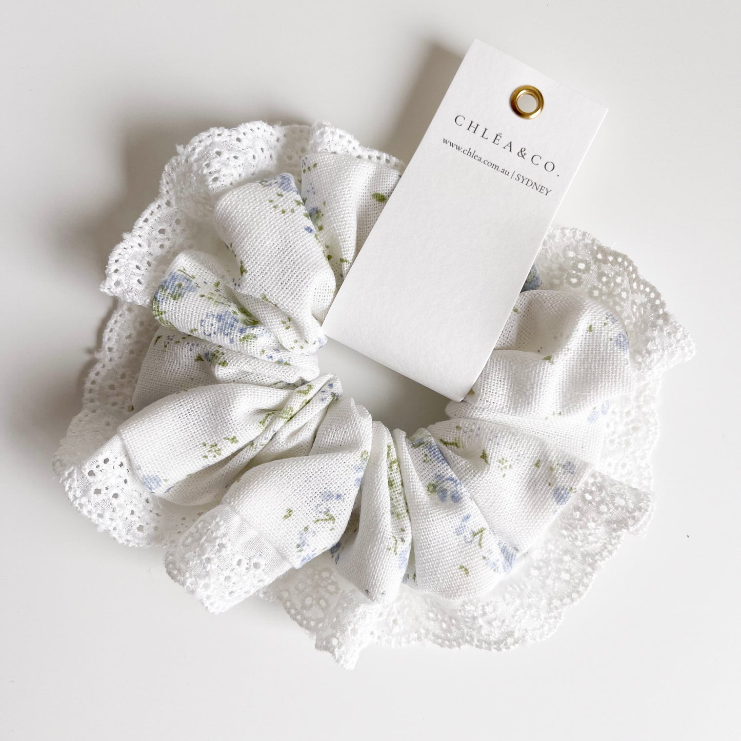 Blue Ditsy Floral Scrunchies