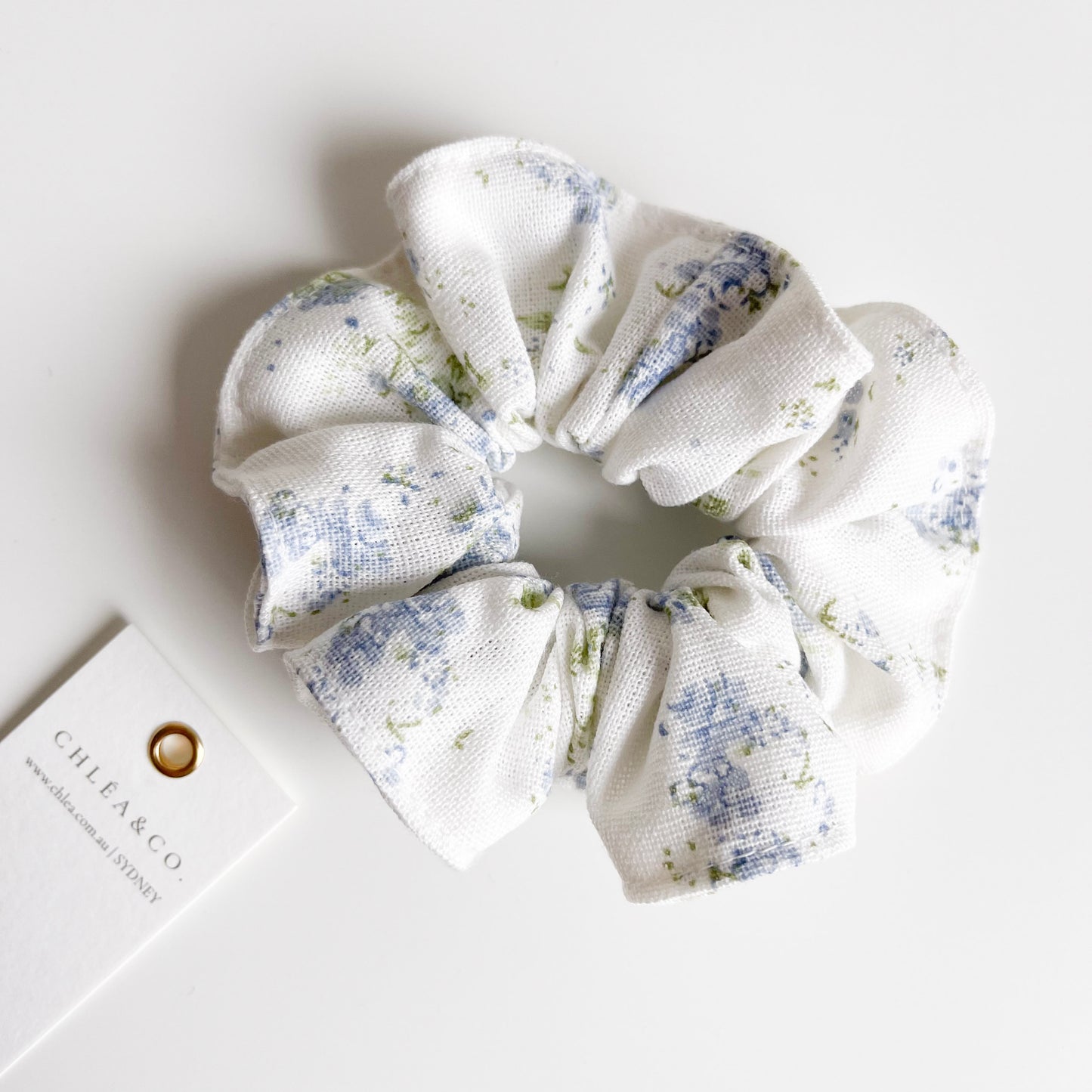 Blue Ditsy Floral Scrunchies