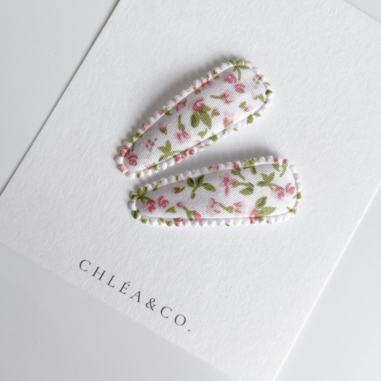 Amelia Fabric Covered Snap Clip - Chléa & Co.