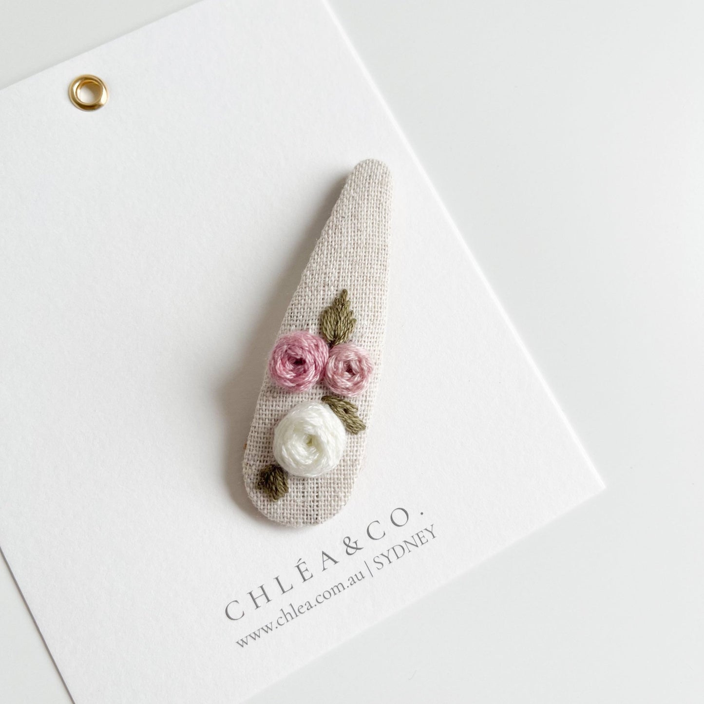 Flower Embroidered Hair Clip - Chléa & Co.