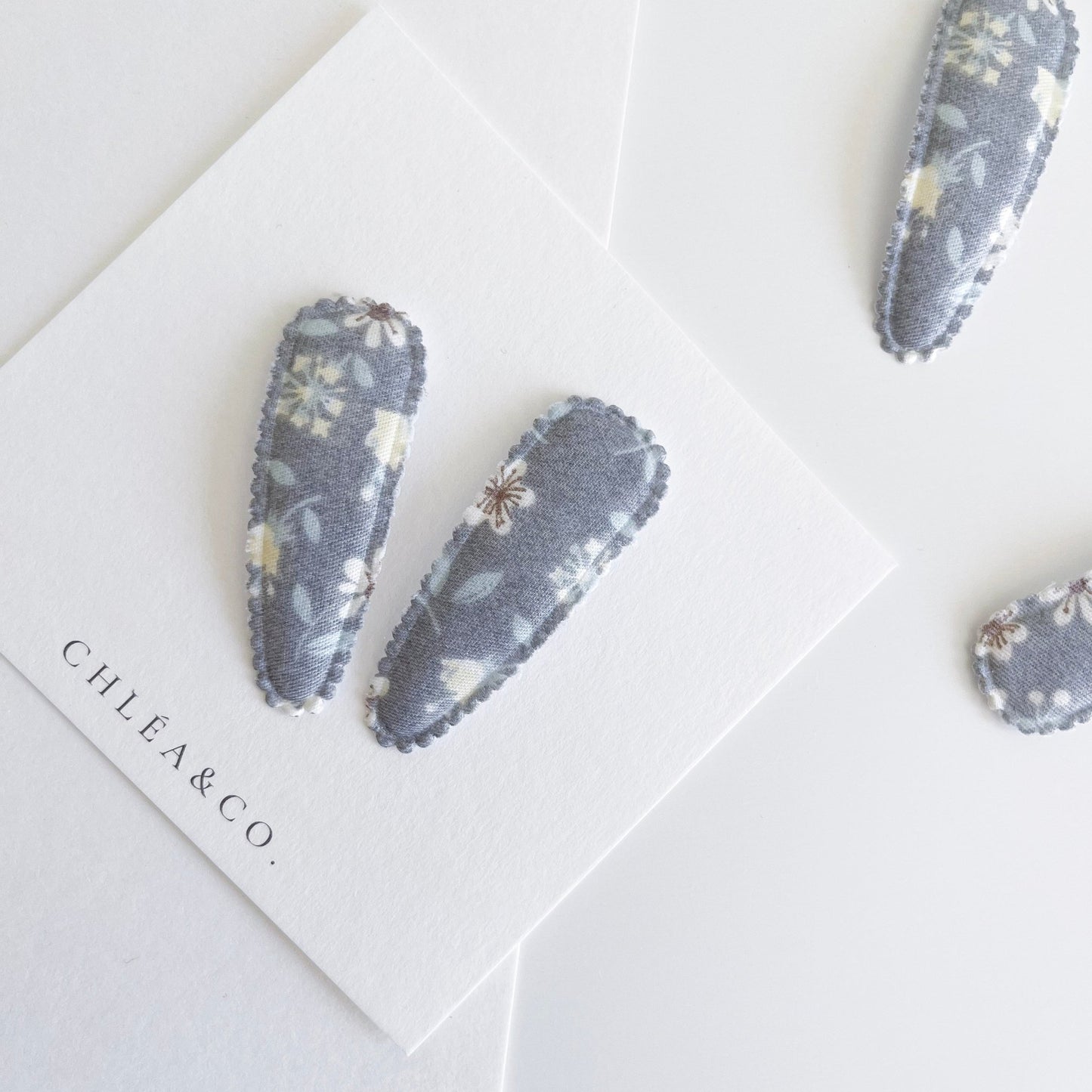 Grace Fabric Covered Snap Clip - Chléa & Co.