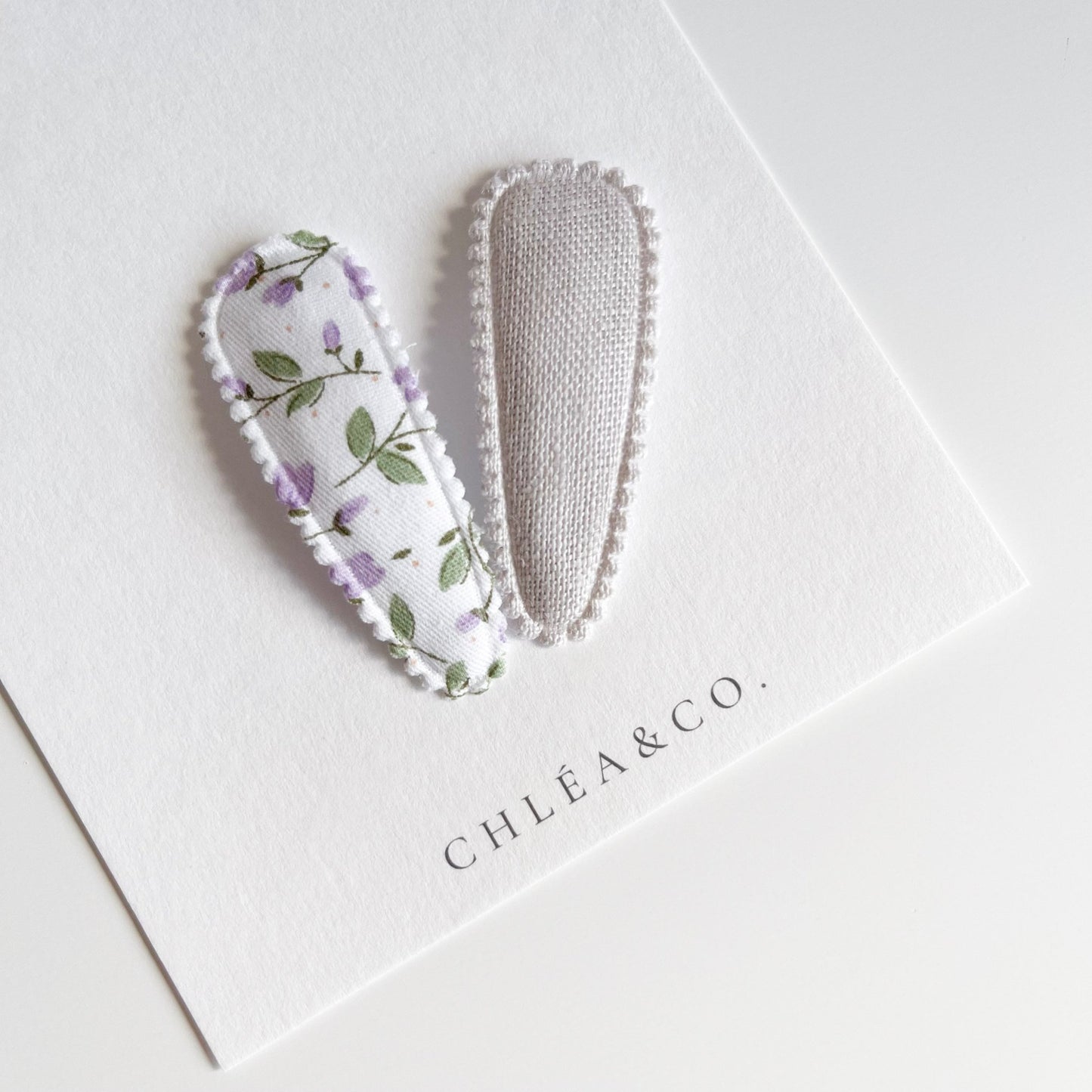 Layla Ivory Fabric Covered Snap Clip - Chléa & Co.
