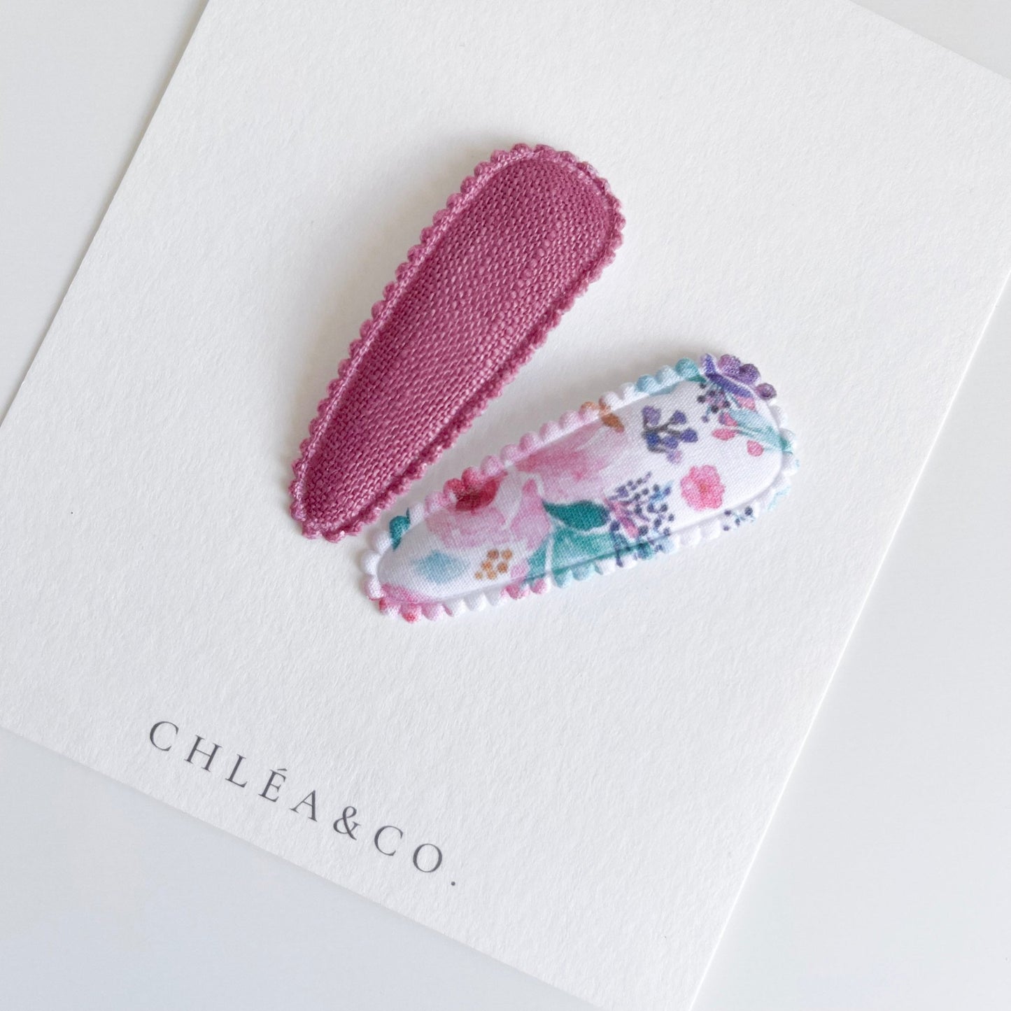 Magenta & Florentina Fabric Covered Snap Clip - Chléa & Co.