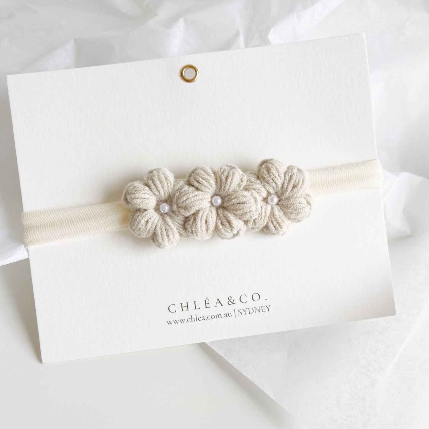 Pearl Periwinkle Crochet Headband - Chléa & Co.