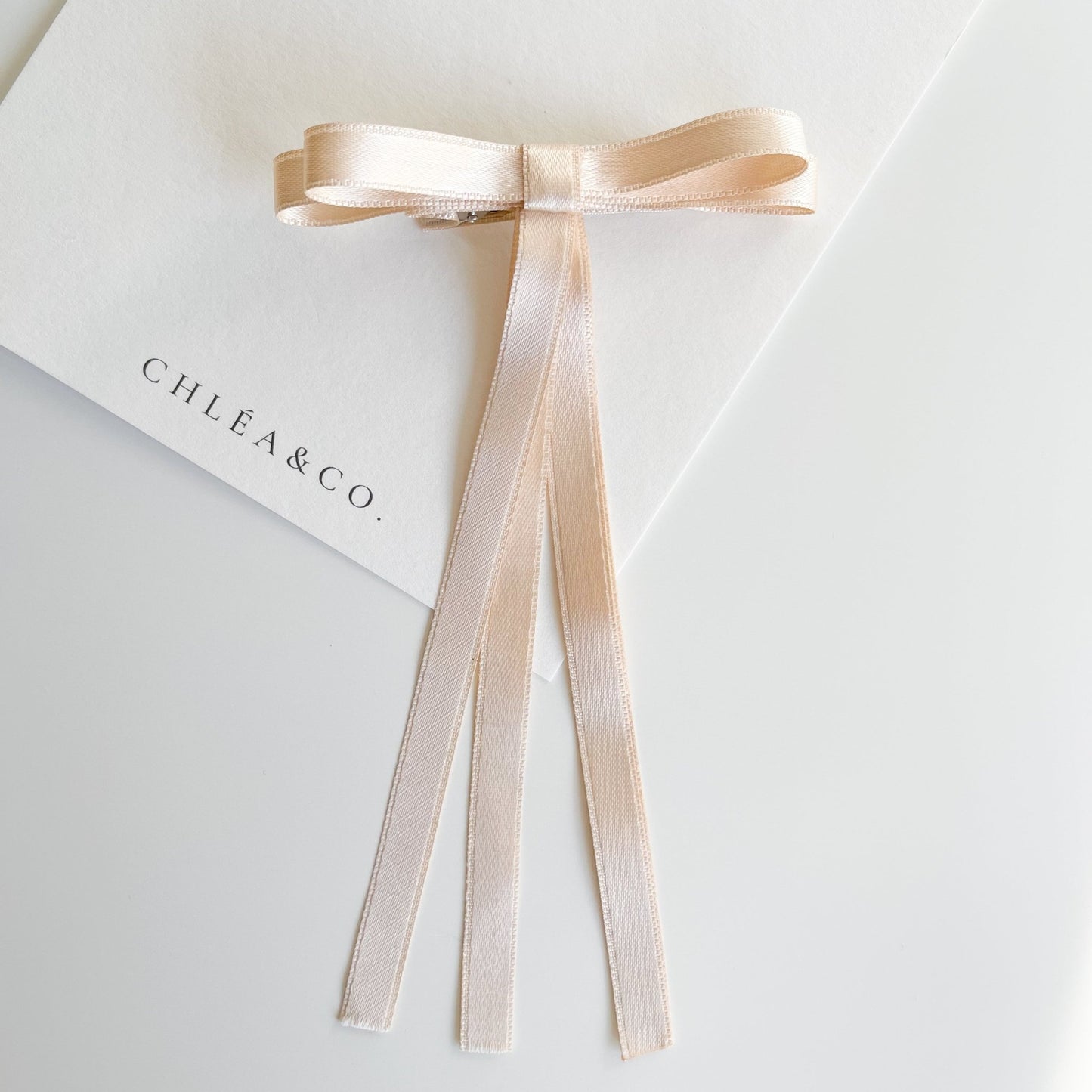 Petite Satin Long Tail Bow - Chléa & Co.
