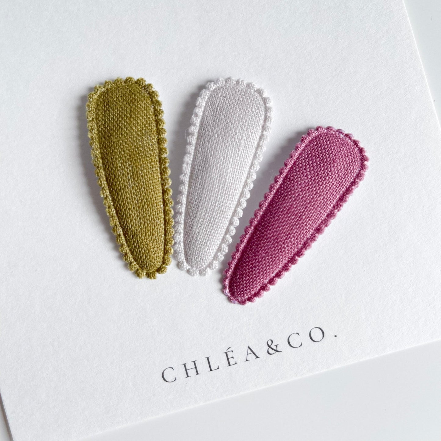 Set of 3 Fringe Clip Pink Ivory Green - Chléa & Co.