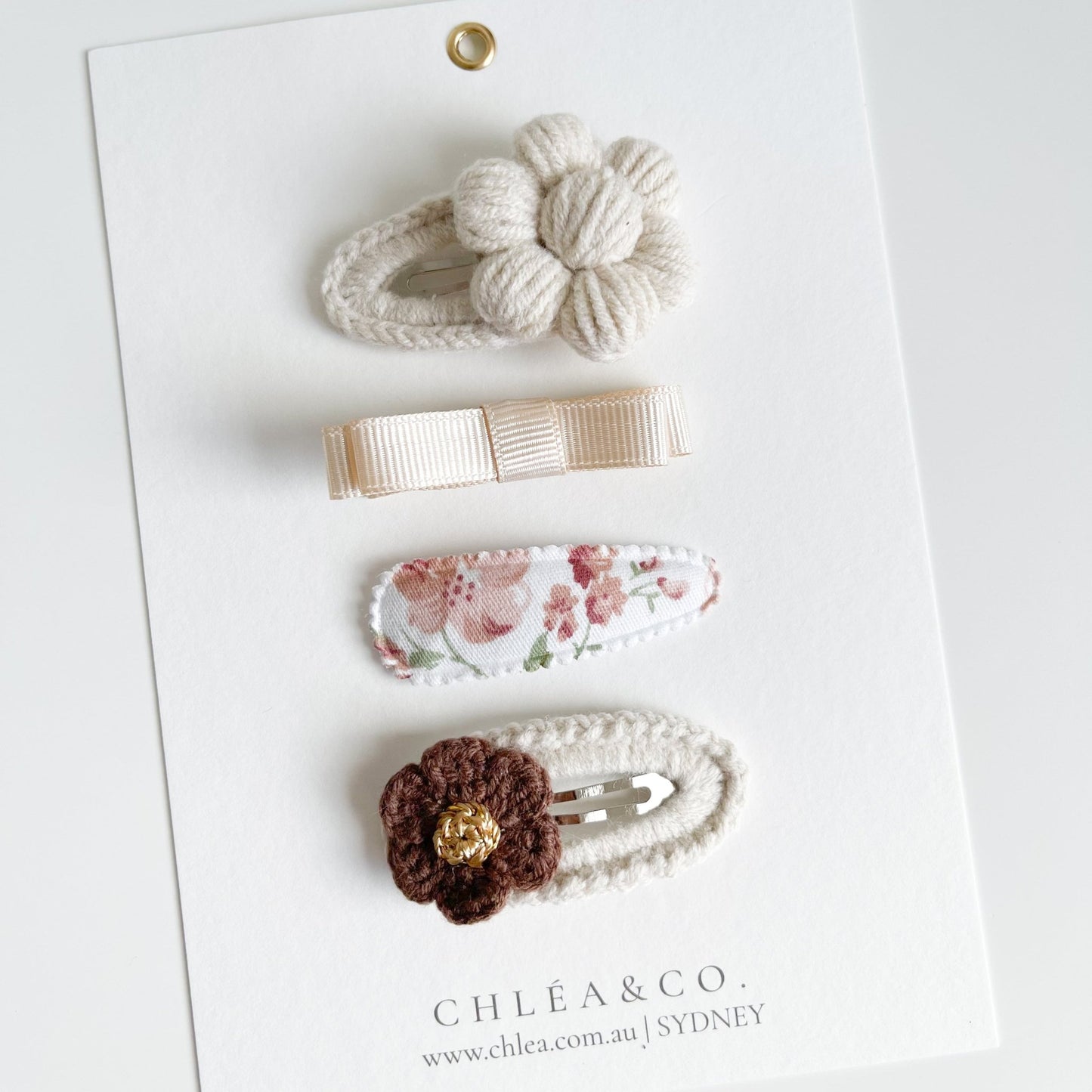 Set of 4 Vintage Beige Hair Clip Set - Chléa & Co.
