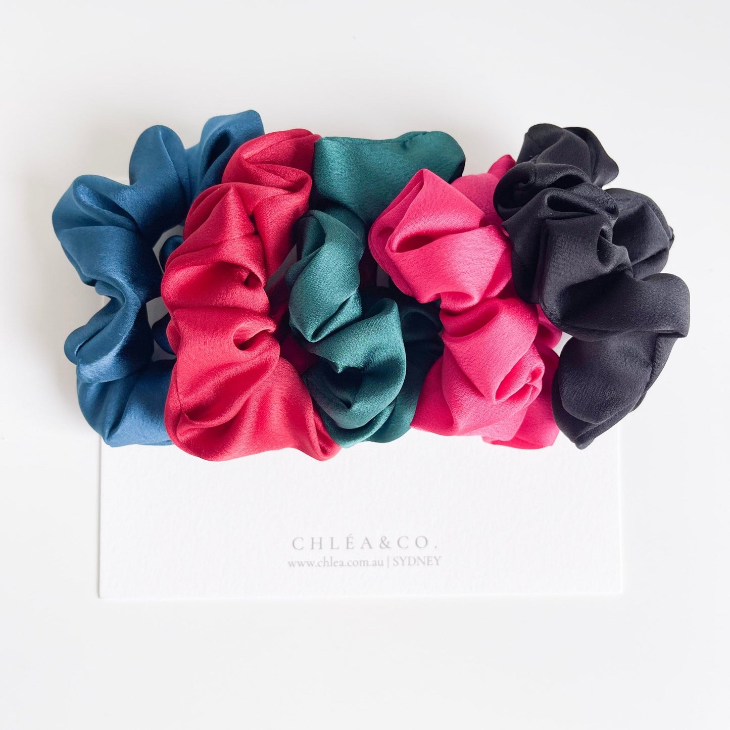 Set of 5 Mini Satin Scrunchies | Midnight Bloom - Chléa & Co.
