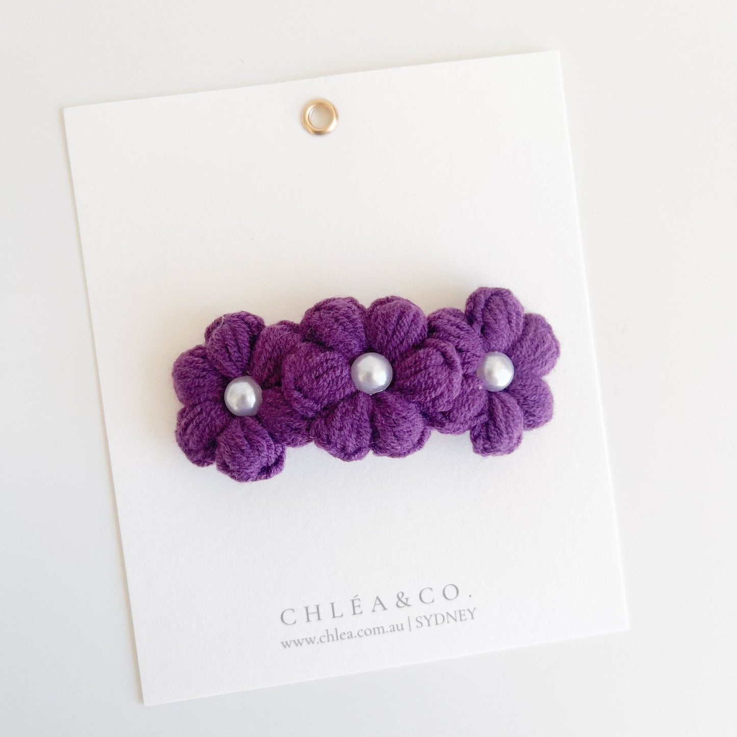 Triple Pearl Daisy Crochet Clip - Chléa & Co.