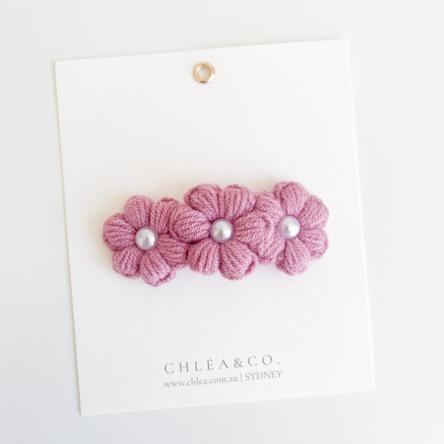 Triple Pearl Daisy Crochet Clip - Chléa & Co.