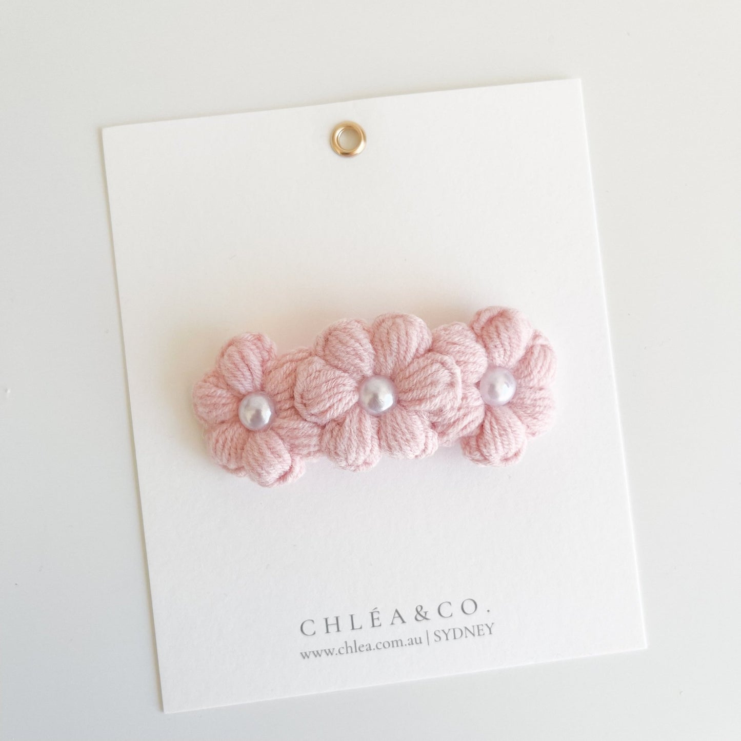 Triple Pearl Daisy Crochet Clip - Chléa & Co.