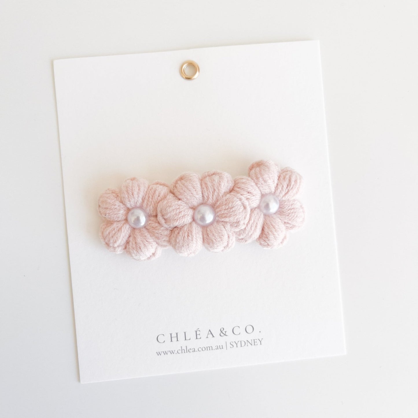 Triple Pearl Daisy Crochet Clip - Chléa & Co.
