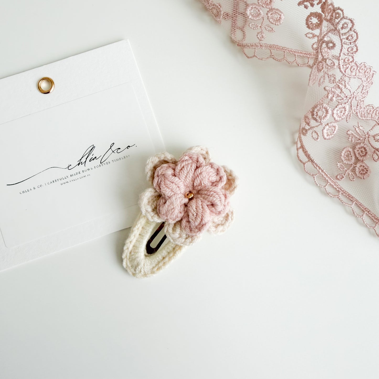 Beatrice Rose Crochet Hair Clip