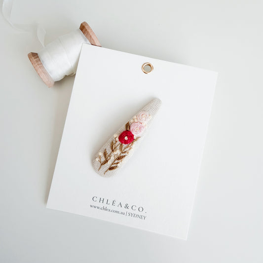 Rosey | Embroidered Hair Clip