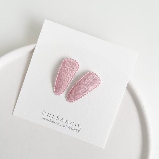 Petite Macaroon Pink Fabric Covered Snap Clip