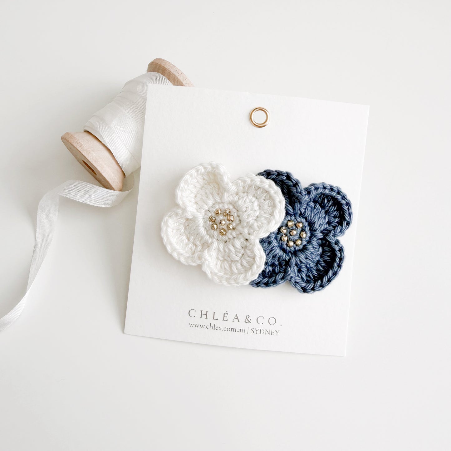 Everbloom Crochet Clip | Antique Blue