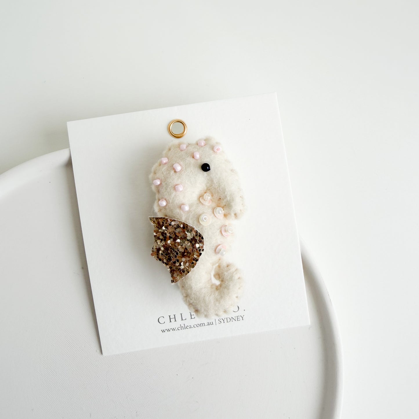 Seahorse Felt Clip | Cream