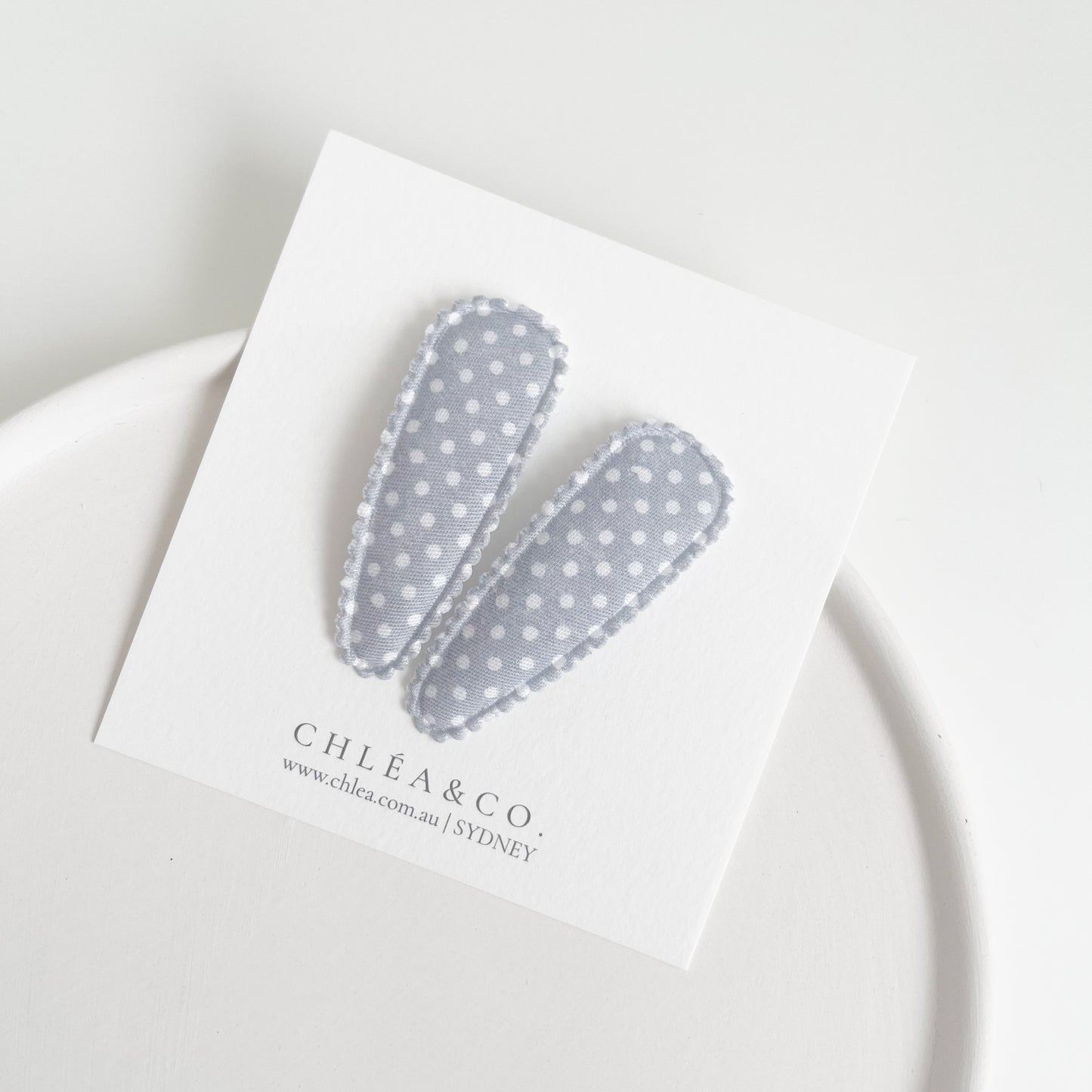 Ava Pastel Blue Fabric Covered Snap Clip