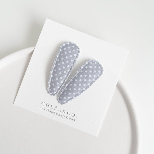 Ava Pastel Blue Fabric Covered Snap Clip