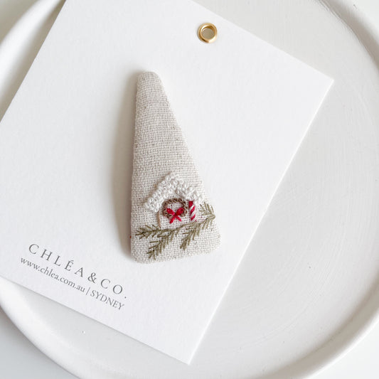 Christmas Embroidered Hair Clip