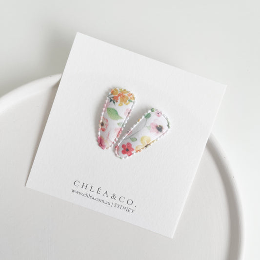 Petite Poppy Covered Snap Clip