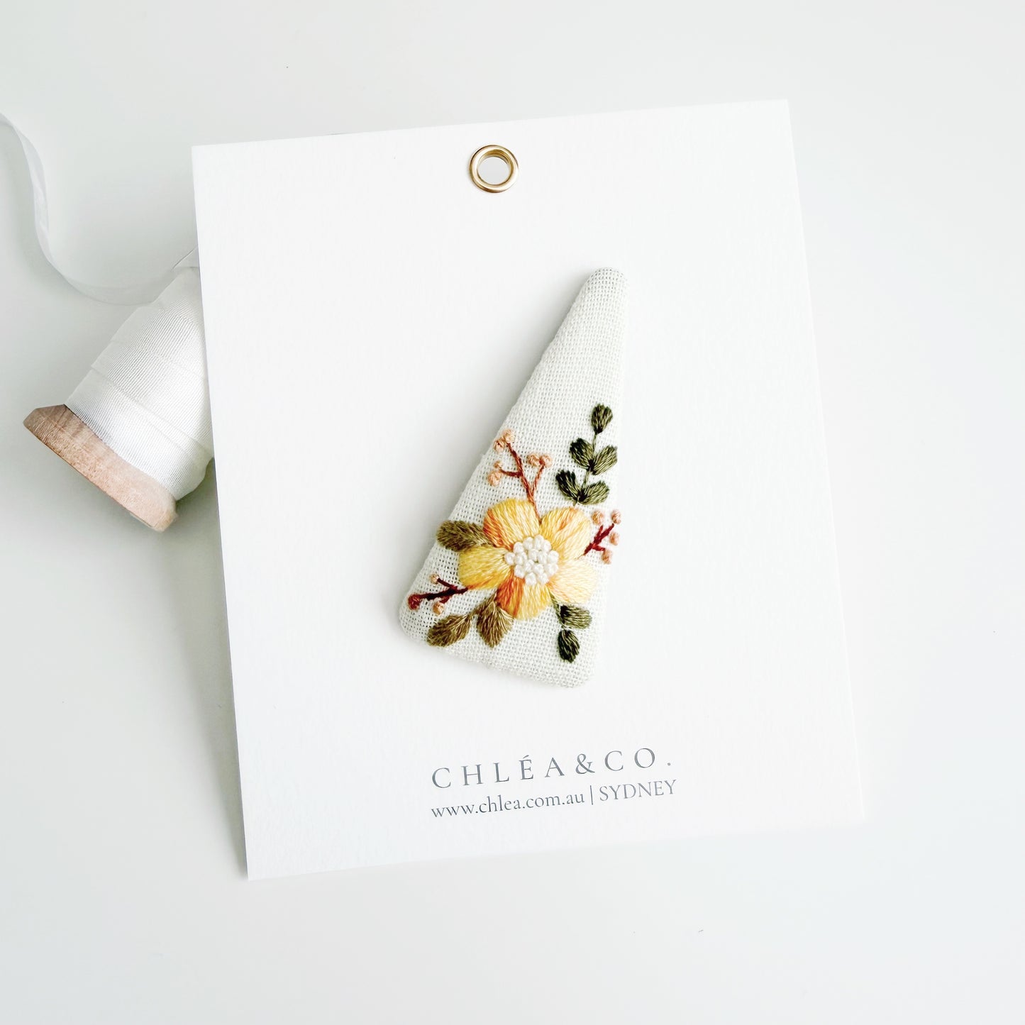 Embroidered Marigold Flowers Hair Clip
