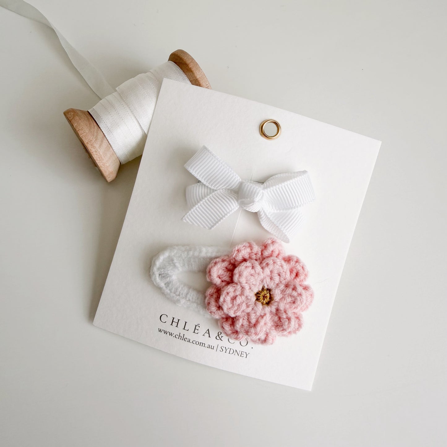 Sweet Blossom White Bow | 2pc Mixed Hair Clips