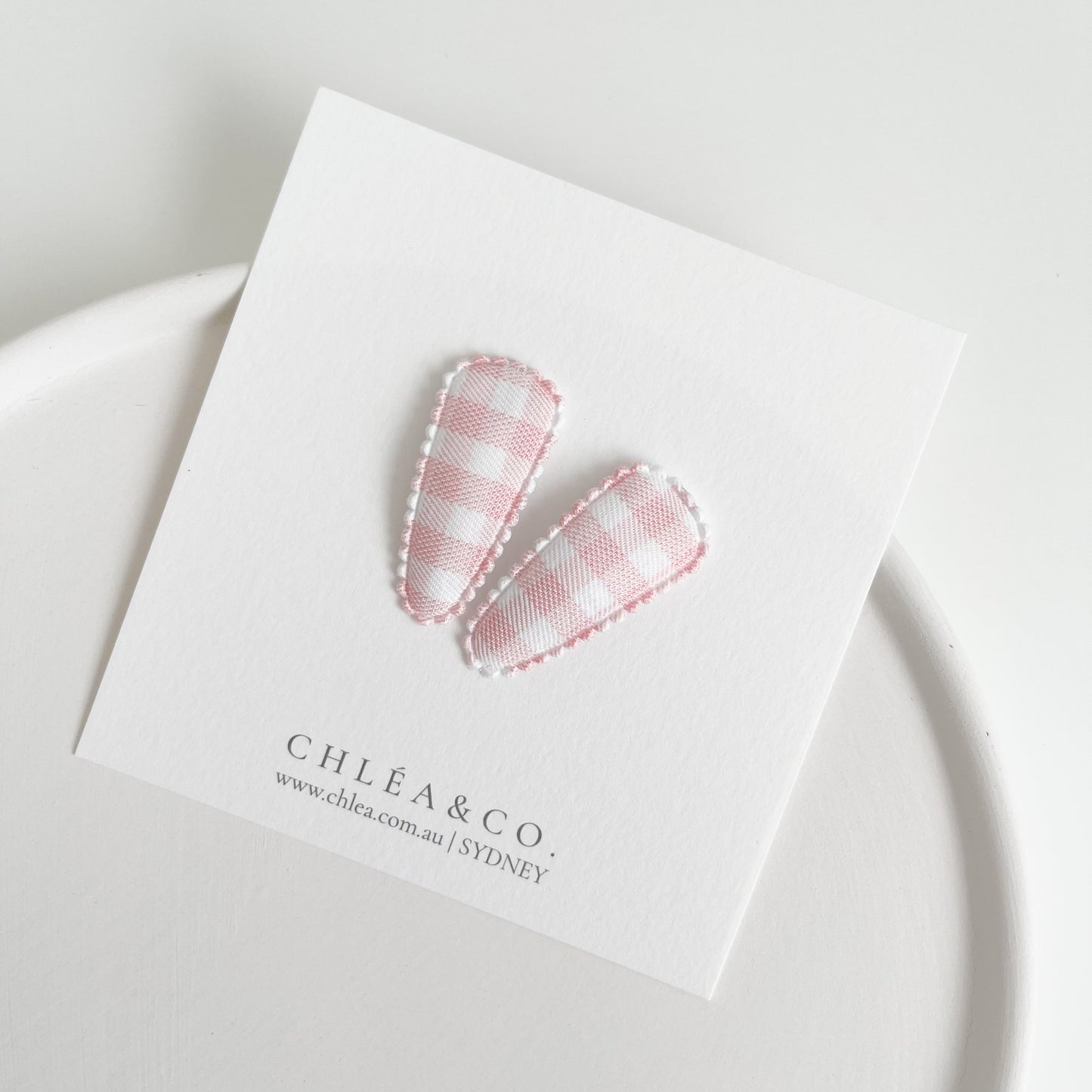 Petite Pink Gingham Fabric Covered Snap Clip