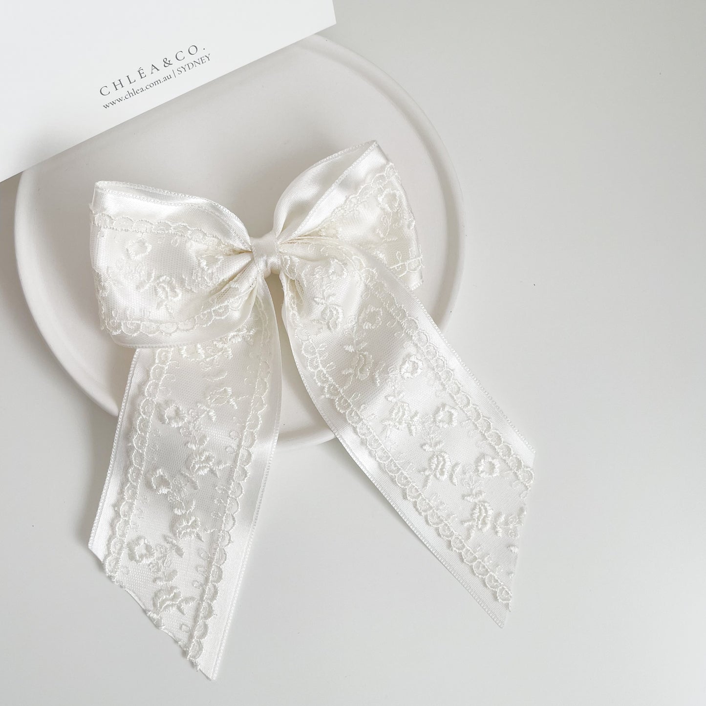 Elise Satin Lace Long Tail Bow