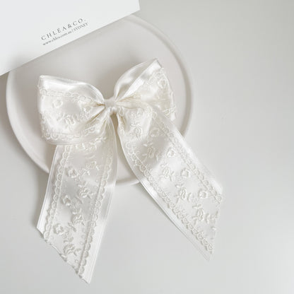 Elise Satin Lace Long Tail Bow