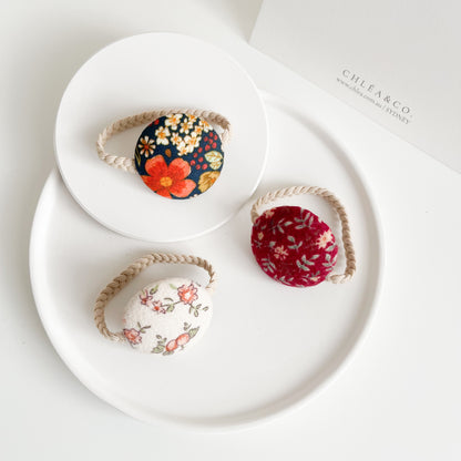 Vintage Fabric Button Hair Ties